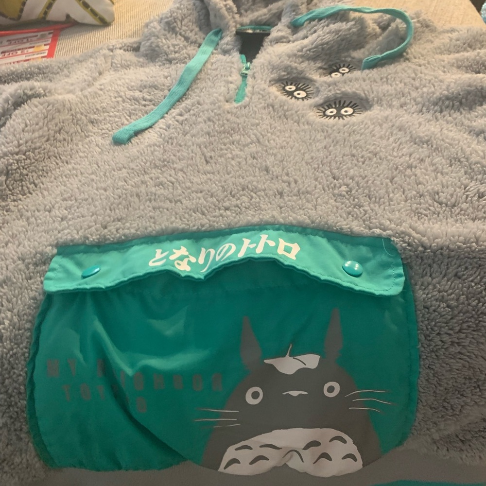 Fluffy Totoro Hooded Pullover with zip front